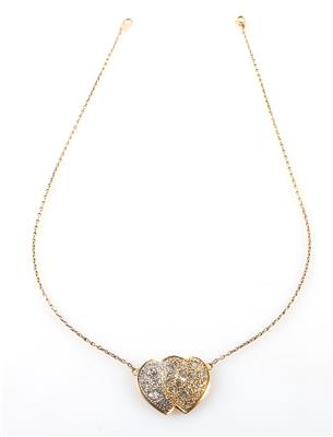 Brillant-Diamant Herzcollier zus. ca. 0,60 ct - Jewellery and watches