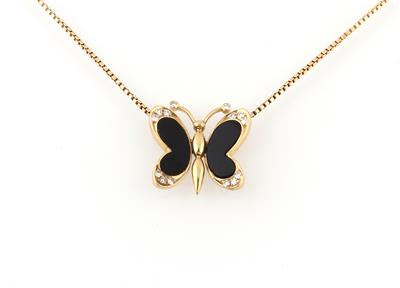 Diamant Onyxcollier "Schmetterling" - Klenoty a Hodinky