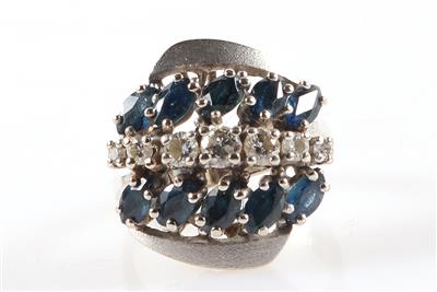 Brillant Saphir Ring, zus. 0,51 ct (grav.) - Jewellery and watches