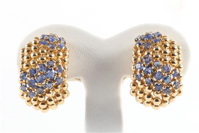 "Tiffany  &  Co." Saphir Ohrclips - "Blumen" - Jewellery and watches