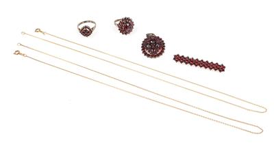 Konvolut Granatschmuck (4) + 2 Halsketten - Schmuck und Uhren