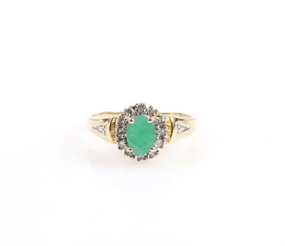 Diamant Smaragd Damenring - Klenoty a Hodinky