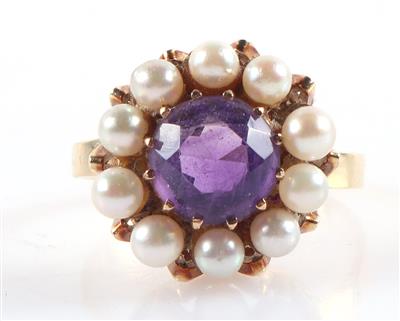 Amethyst Kulturperlen Damenring - Jewellery and watches