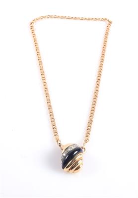 Brillant Onyx Collier, zus. 0,25 ct (grav.) - Jewellery and watches