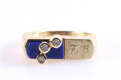 Behandelter Lapis Lazuli Diamant Ring - Schmuck und Uhren