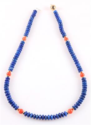 Behandelte Lapis Lazuli Korallen Halskette - Schmuck und Uhren