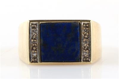 Behandelter Lapis Lazuli Diamant Herrenring - Gioielli e orologi