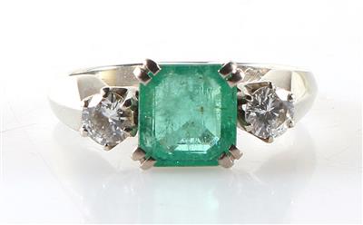 Brillant Smaragd Ring zus. ca. 1,40 ct - Gioielli e orologi