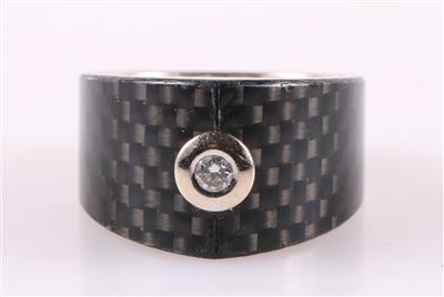 Moderner Brillant Carbonring - Schmuck und Uhren