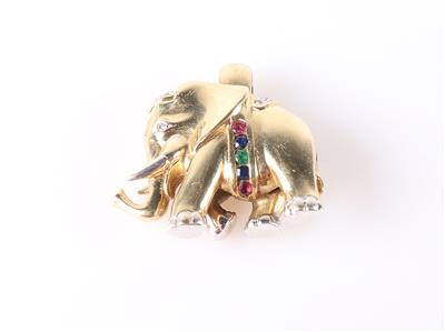 Farbstein Diamant Anhänger "Elefant" - Jewellery and watches