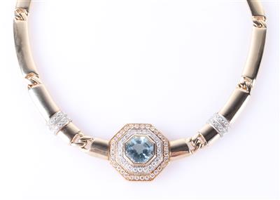 Aquamarin Brillant Collier - Schmuck und Uhren