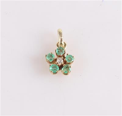 Smaragd Diamant Anhänger "Blume" - Gioielli e orologi