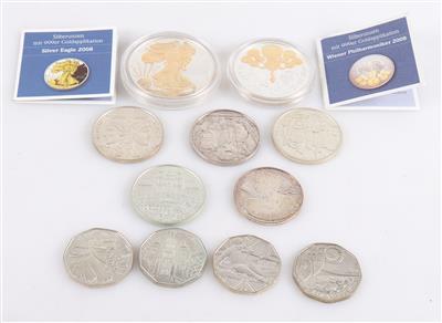 Konvolut Silbermünzen, 1 Medaille (11) - Schmuck und Uhren