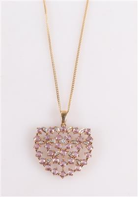 Saphir Brillant/Diamant Anhänger an Halskette - Jewellery and watches