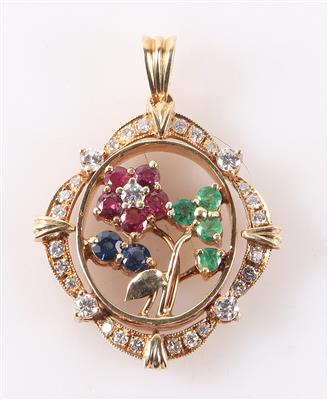 Brillant Farbstein Anhänger "Blumen" - Jewellery and watches