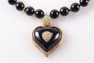 Brillant/Onyx Herzcollier - Jewellery and watches