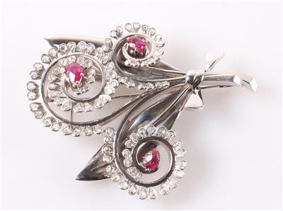 Rubin Diamant Brosche - Jewellery and watches