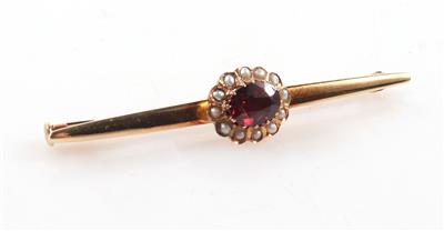 Granat Halbperlen Stabbrosche - Jewellery and watches