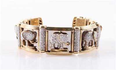 Brillant Armspange "Elefanten" zus. ca. 4,80 ct - Jewellery and watches