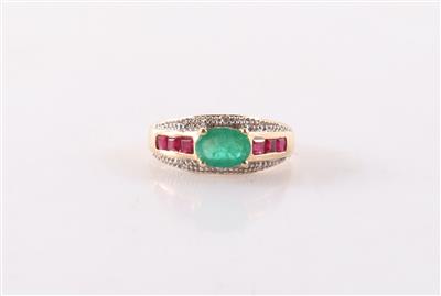 Smaragd Rubin Diamant Damenring - Jewellery and watches