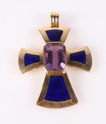 Amethyst Email Kreuzanhänger - Autumn Auction, Jewellery and Watches