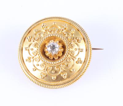 Granulierte Brosche mit Altschliffdiamant ca. 0,30 ct - Autumn Auction, Jewellery and Watches