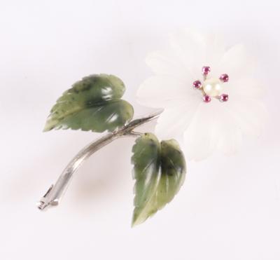 Schmuckstein Brosche "Blume" - Podzimní aukce, šperky a hodinky