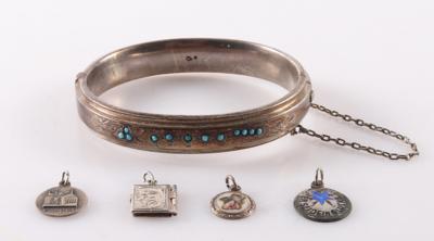 Silberkonvolut tlw. um 1900 (5) - Jewellery and watches