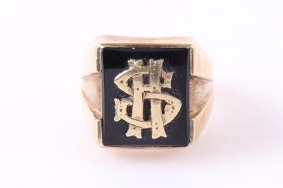 Onyx Herrenring Monogramm: "SH" - Schmuck und Uhren