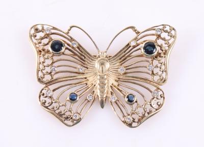Brillant Saphir Brosche "Schmetterling" - Klenoty a Hodinky