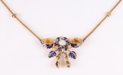 Biedermeier Opal Diamant Collier - Gioielli