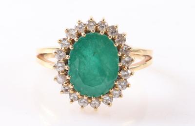 Brillant Smaragd Damenring - Antiques, art and jewellery