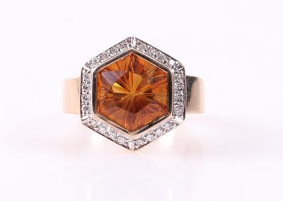 Diamant Citrin Damenring - Antiques, art and jewellery