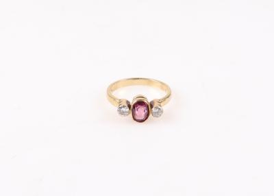 Granat Brillant Ring - Schmuck und Uhren