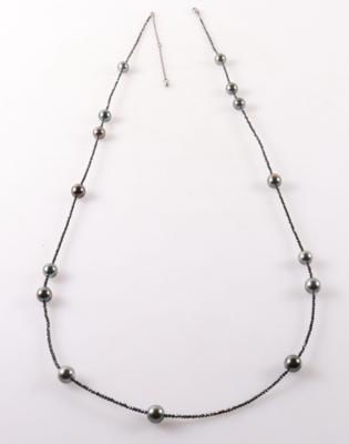 Langes Tahiti Kulturperlen Diamant Collier - Schmuck und Uhren