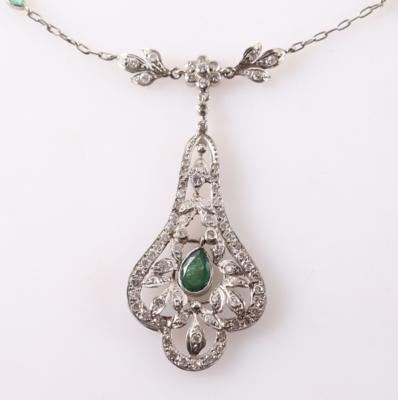 Smaragd Brillant/Diamant Collier - Jewellery, Works of Art and art
