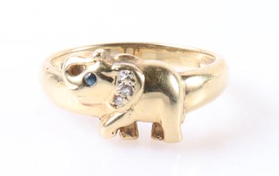 Diamant Saphir Ring "Elefant" - Schmuck und Uhren