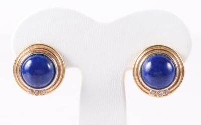 Lapis Lazuli (beh.) Brillant Ohrclips - Jewellery and watches