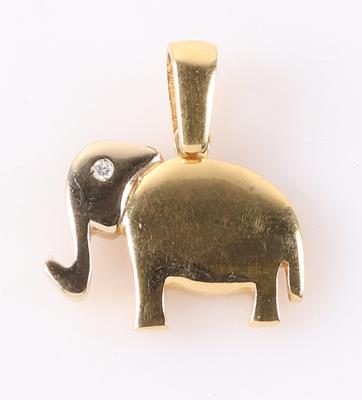 Moderner Brillant Anhänger "Elefant" - Schmuck und Uhren