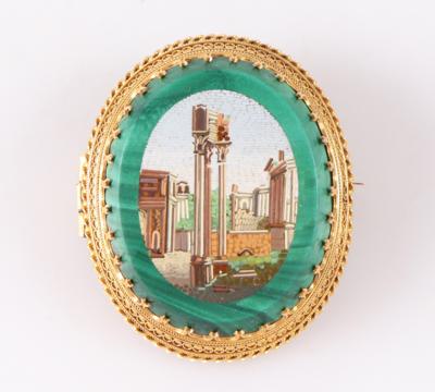 Mikromosaik Malachit Brosche "Forum Romanum" - Gioielli e orologi
