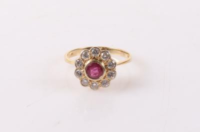 Brillant Rubin Damenring "Blume" - Jarní aukce šperků a hodinek