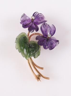 Brillant Schmuckstein Brosche"Veilchen" - Spring auction jewelry and watches