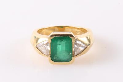 Diamantring mit behandeltem Smaragd - Asta di primavera Gioielli e orologi