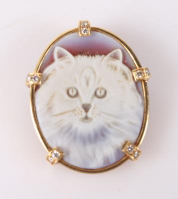 Lagenstein Camee Anhänger "Katze" - Jarní aukce šperků a hodinek