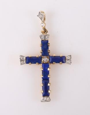 Lapis Lazuli (beh.) Anhänger "Kreuz" - Frühlingsauktion Schmuck und Uhren