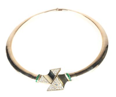 Modernes Brillant Smaragd Collier - Schmuck und Uhren