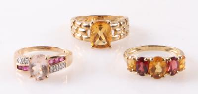 Schmuckstein Diamant RingKonvolut (3) - Jewellery and watches