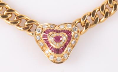 Brillant Rubin Collier "Herz" - Jewellery and watches