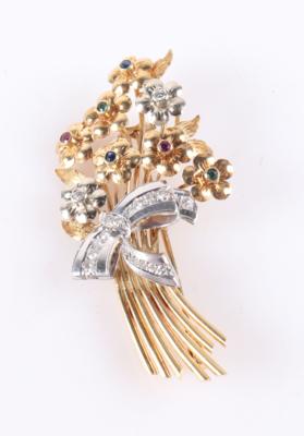 Brillant/Diamant Farbstein Brosche "Blumenstrauß" - Jewellery and watches