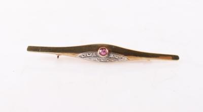 Diamant Rubin Brosche - Jewellery and watches